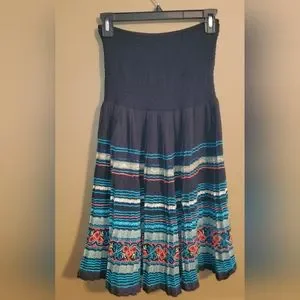 Free People Smocked Strapless Pleated A Line Dress Black Size MlS